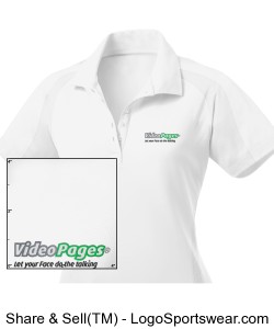 Ladies White Polo (3) Logos - Logo on Left Chest Area and on each sleeve. Design Zoom